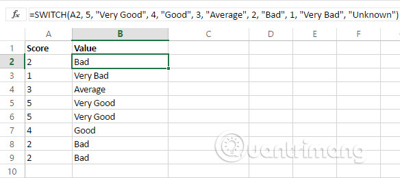 How to use the SWITCH function in Excel 2016 Picture 3
