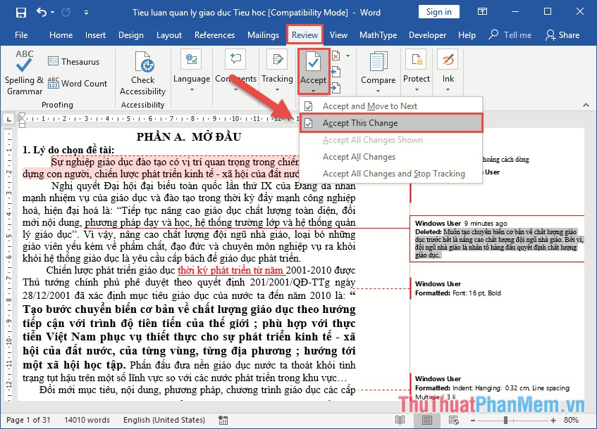 How to use Track Changes in Word