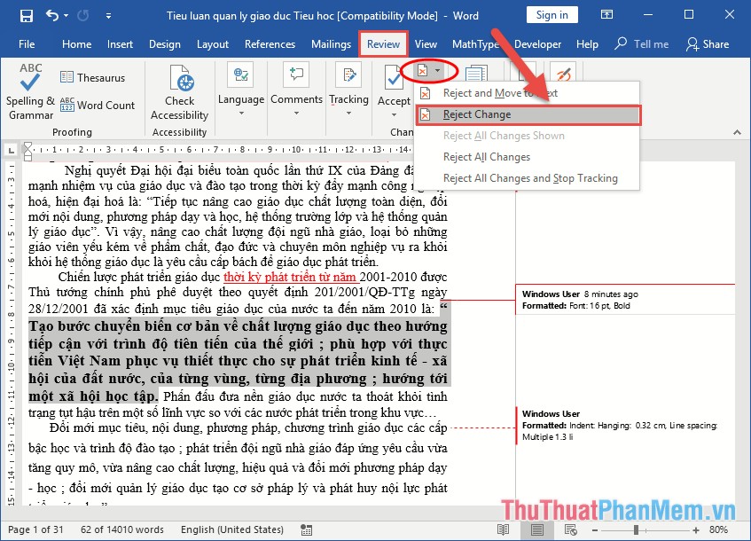 How to use Track Changes in Word Picture 14