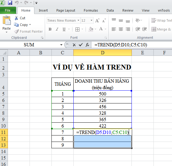 How to use TREND - FORECAST function Picture 4