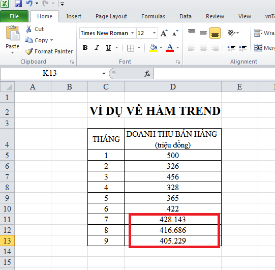 How to use TREND - FORECAST function Picture 5