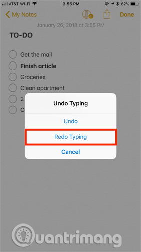 How to use Undo and Redo functions when writing text on iPhone Picture 3