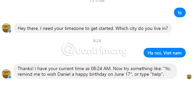 How to use virtual assistant Jarvis to remind you on Facebook Messenger Picture 4