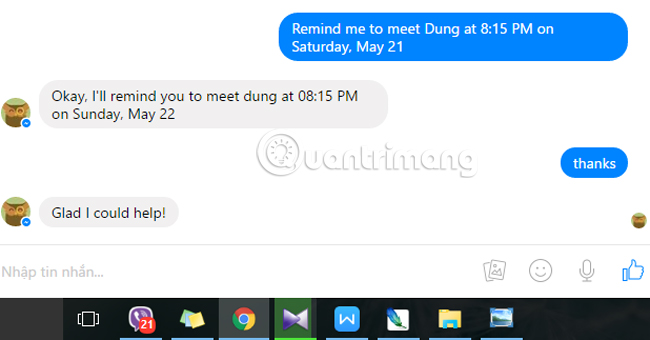 How to use virtual assistant Jarvis to remind you on Facebook Messenger Picture 5