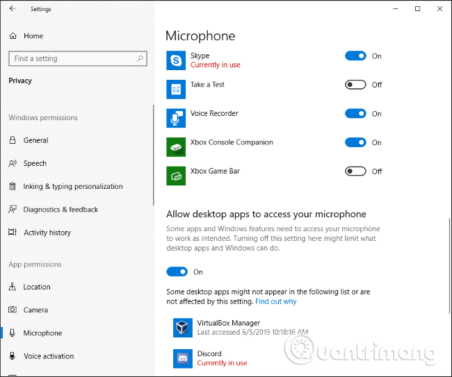 How to view applications using microphone on Windows 10 Picture 3