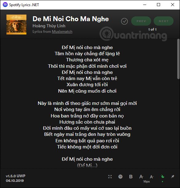 How to view more Spotify lyrics on Windows 10 Picture 4