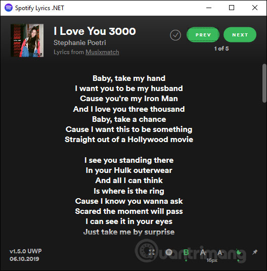 How to view more Spotify lyrics on Windows 10 Picture 6