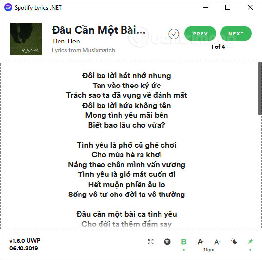 How to view more Spotify lyrics on Windows 10 Picture 8