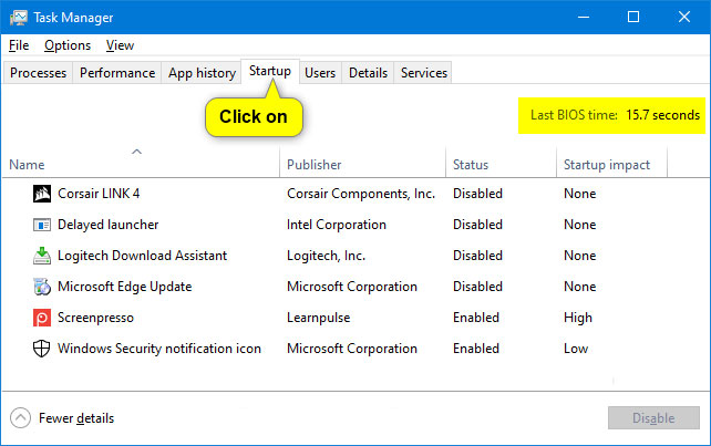 How To View The Last Bios Time Index In Windows 10