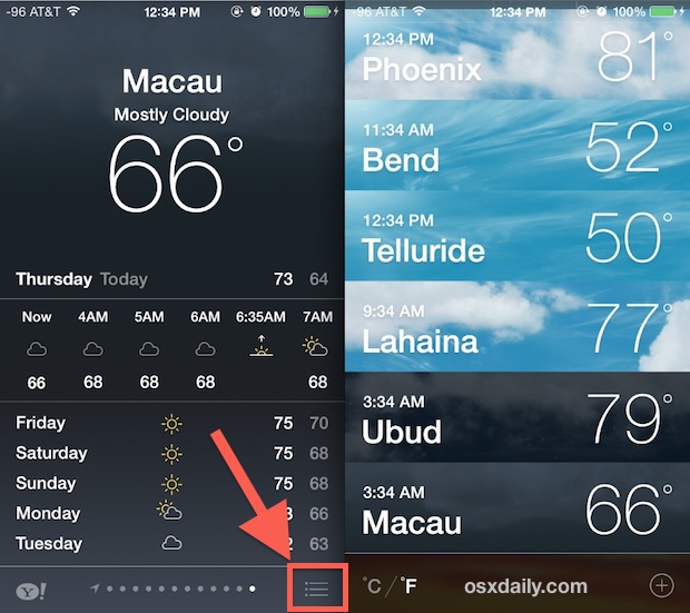 How to view weather in multiple locations on iPhone at the same time Picture 1