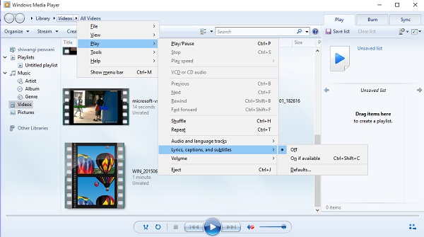 How to watch movies and videos with subtitles on Windows Media Player Picture 7