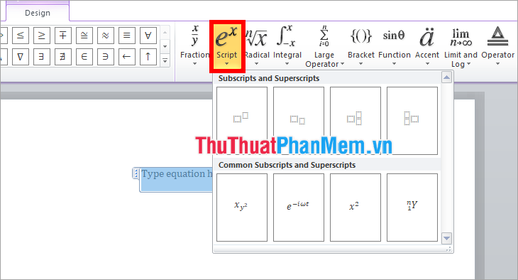 How to write mathematical formulas in Word 2010 Picture 8
