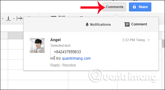 How to write notes, comments on Google Sheets Picture 4
