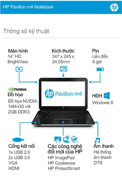 HP Pavilion m4 has an impressive slender design Picture 3