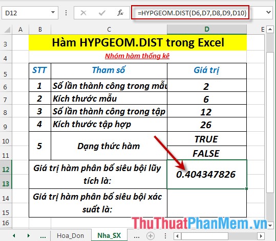HYPGEOM.DIST - The function returns the hyperbolic distribution in Excel Picture 4