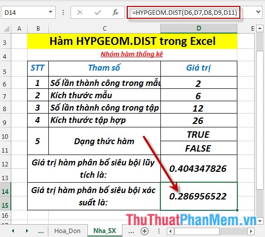 HYPGEOM.DIST - The function returns the hyperbolic distribution in Excel Picture 6