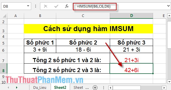 IMSUM and IMSUB functions - Sum and complex differences in Excel Picture 4