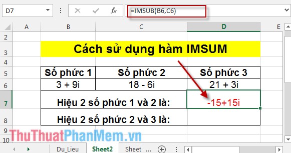 IMSUM and IMSUB functions - Sum and complex differences in Excel Picture 7