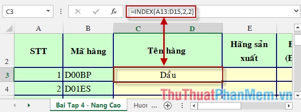 Index and Match functions in Excel Picture 1