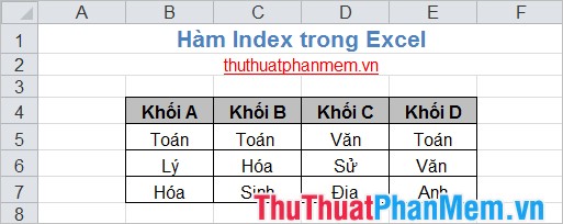 Index function in Excel Picture 2