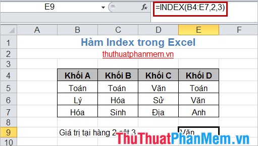 Index function in Excel Picture 3