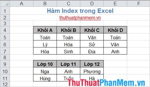 Index function in Excel Picture 4