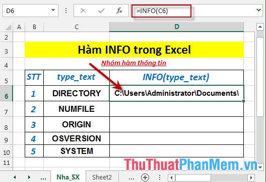 INFO function - The function returns the current operating environment information in Excel Picture 4