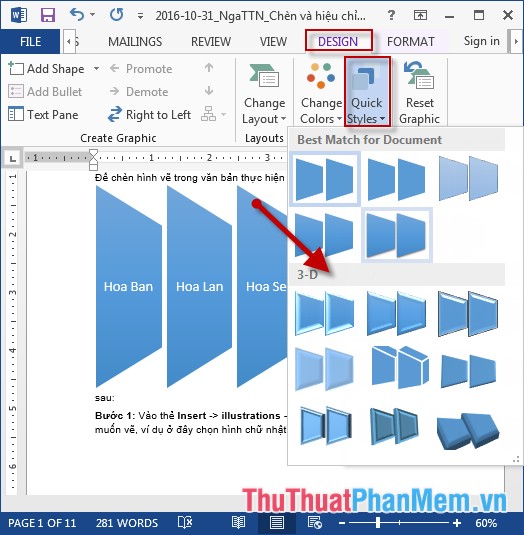 Insert and edit flowcharts in Word Picture 7