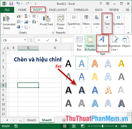 Insert and edit Word Art in Excel Picture 1