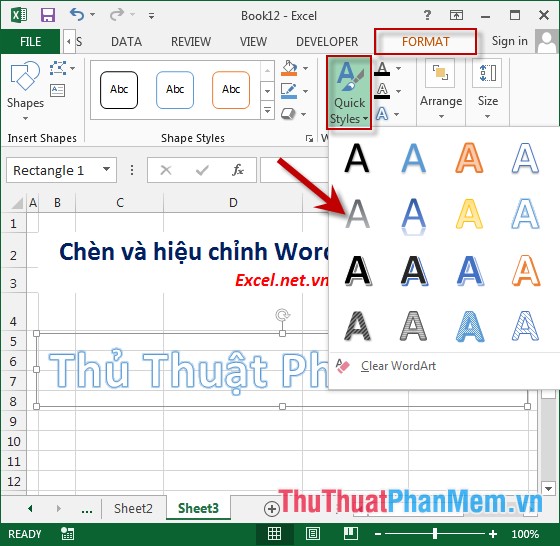 Insert and edit Word Art in Excel Picture 4