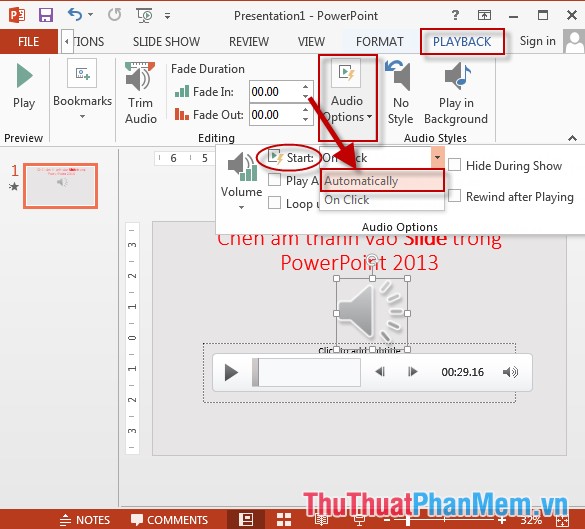 Insert Audio audio file into Slide in PowerPoint Picture 4