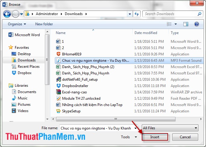 Insert audio into Word documents Picture 3
