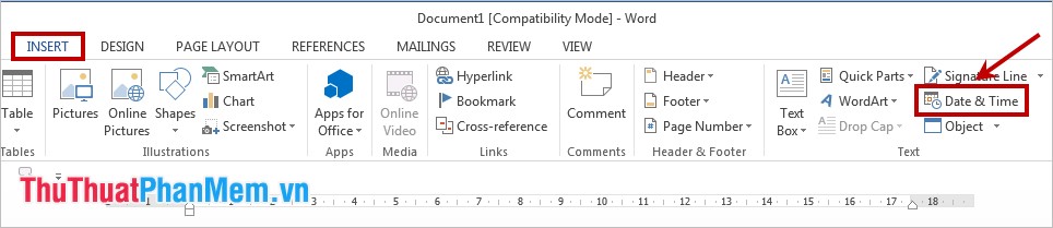 Insert date and time in Word 2003, 2007, 2010, 2013 Picture 2