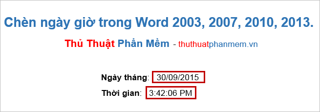 Insert date and time in Word 2003, 2007, 2010, 2013 Picture 5