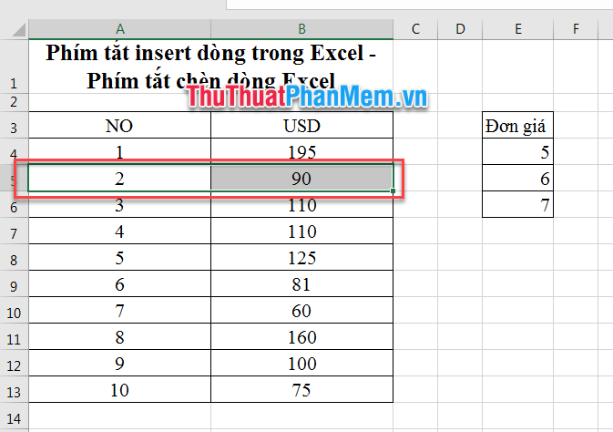Insert line shortcut in Excel - Shortcut insert Excel Picture 9