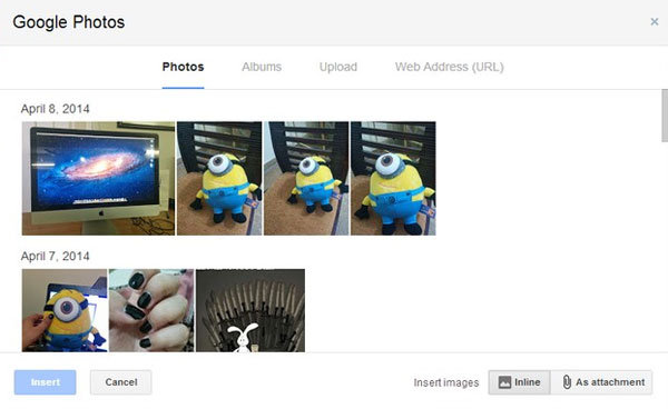 Insert photos from your phone into Gmail via 'cloud' Picture 4