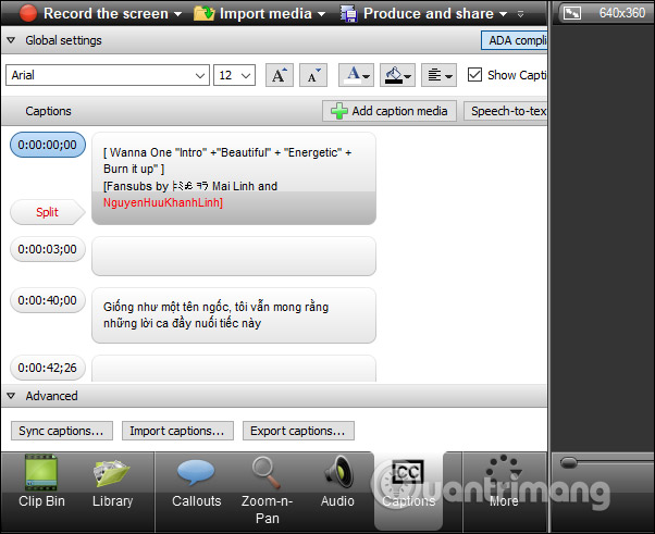 Insert sub for videos on Camtasia Picture 4