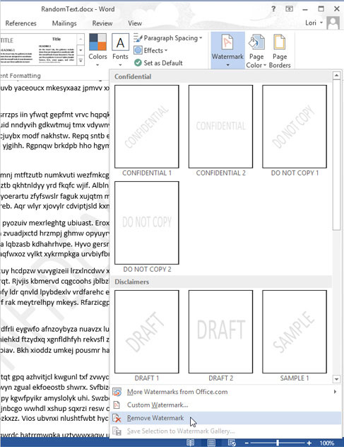 Inserting letters, logos sink into Microsoft Word 2013 Picture 4