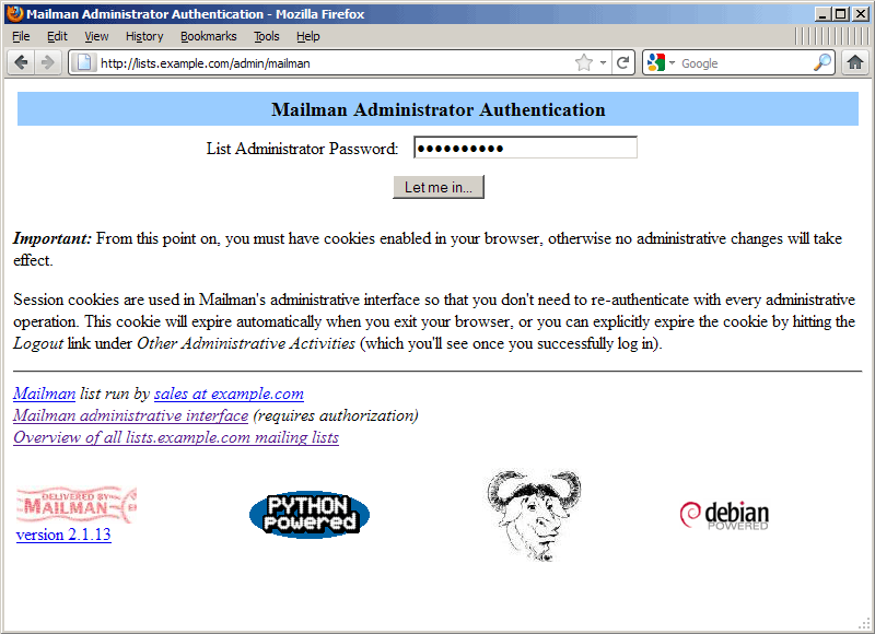Install and configure Mailman (with Postfix) on Debian Squeeze Picture 2
