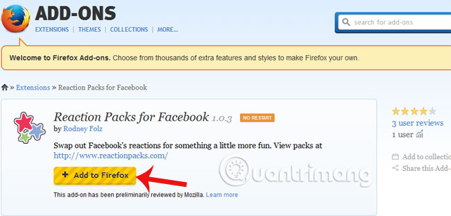 Install the Reactions Packs icon on Facebook for Chrome, Firefox Picture 2
