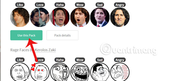 Install the Reactions Packs icon on Facebook for Chrome, Firefox Picture 3