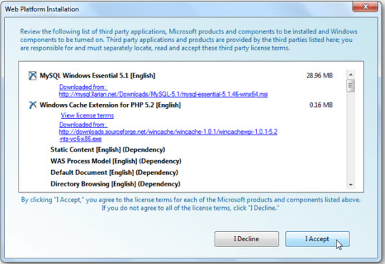 Install web applications with Windows Web Platform Picture 12