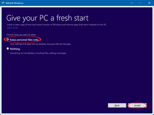 Install Windows 10 with Refresh Windows Tool from Microsoft Picture 2