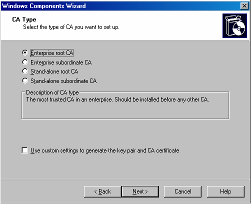 Installing and configuring the 2004 ISA Server Firewall - Chapter 2 Installing Certificate Services Picture 3