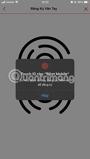 Instruction to register F @ st Mobile Techcombank fingerprint Picture 4