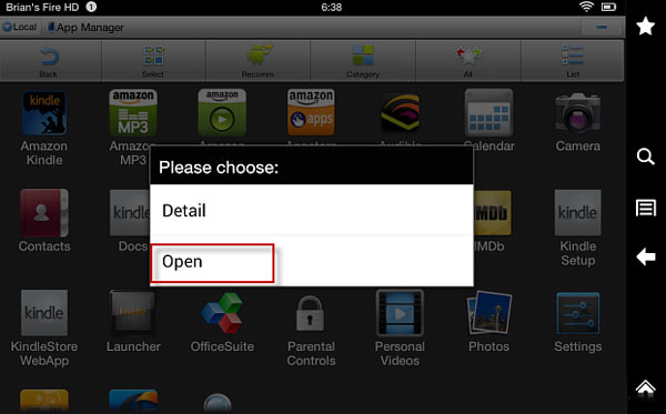Instructions for accessing the hidden Camera app in the Kindle Fire HD Picture 6