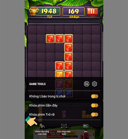 Instructions for activating and using Game Tools mode on Samsung Picture 10