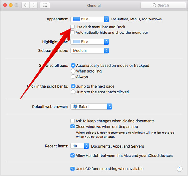 Instructions for activating Dark Mode on macOS Sierra Picture 5