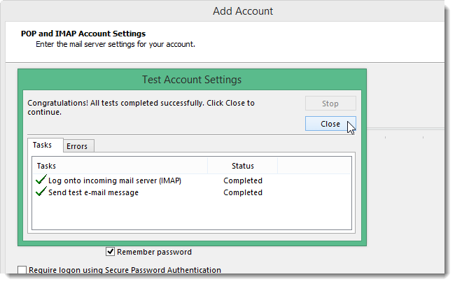 Instructions for adding Gmail accounts to Outlook 2013 and 2016 using IMAP Picture 17