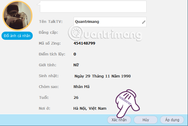Instructions for adding personal information on TalkTV Picture 9